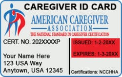 Caregiver ID Card with white background