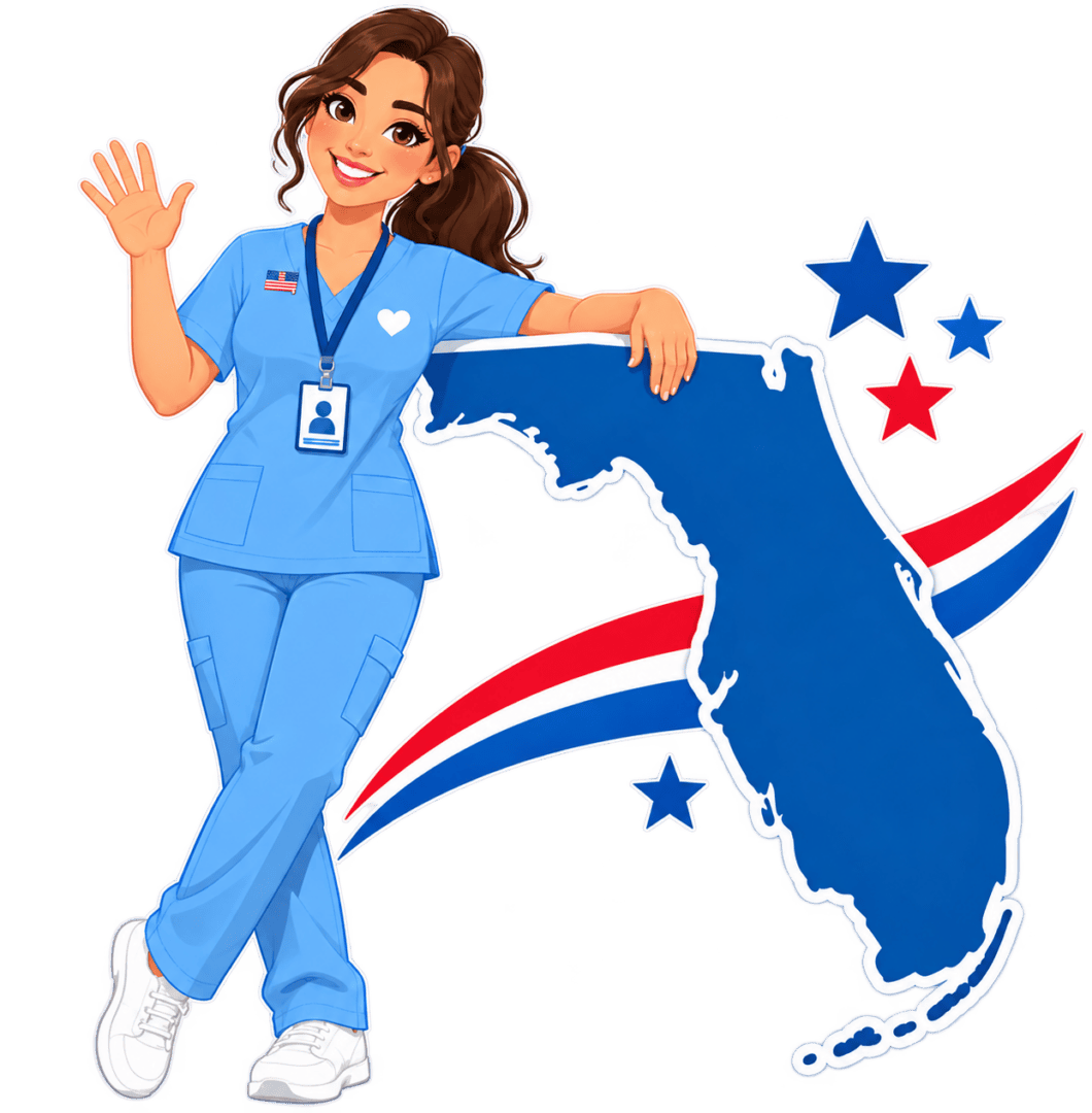 Florida caregiver certification emblem with patriotic accents